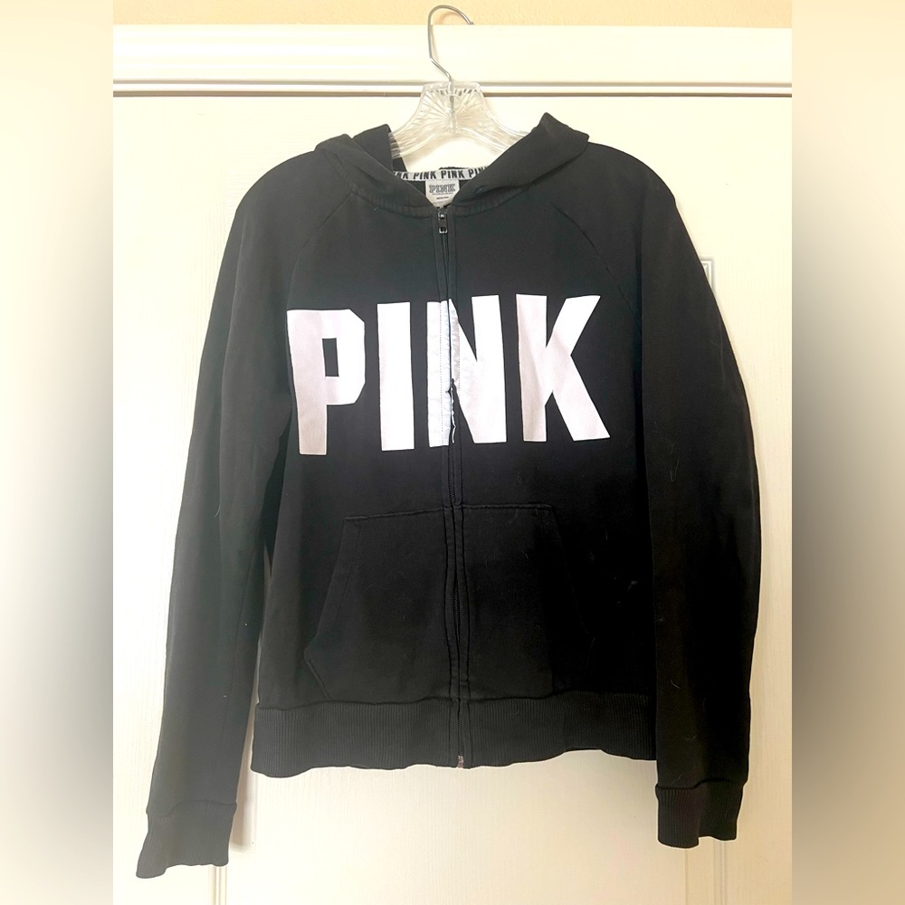 PINK black zip hoodie